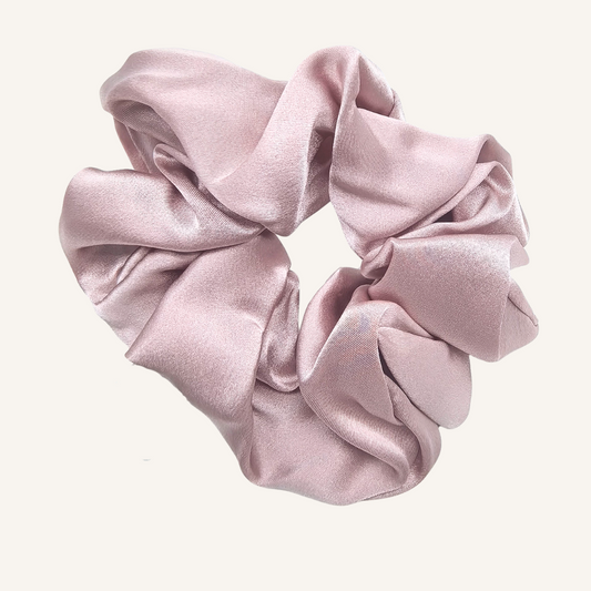 100% Mulberry Silk Scrunchie| 5cm Hair Tie for Damage-Free Styling – Lotus Pink & Black